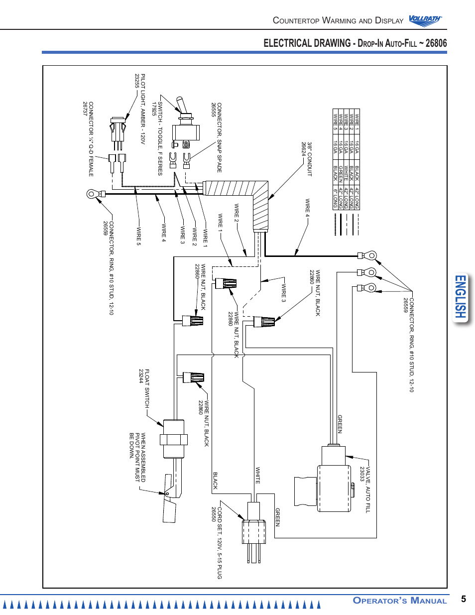 English, Electrical drawing - d | Vollrath Modular Drop-In Auto-Fill User Manual | Page 5 / 8