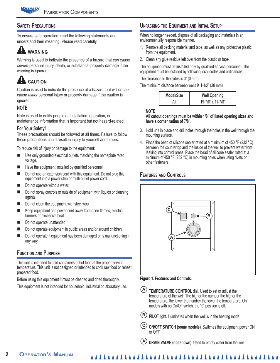 Vollrath Bottom Mount Industry and Vollrath Wells User Manual | Page 2 / 6