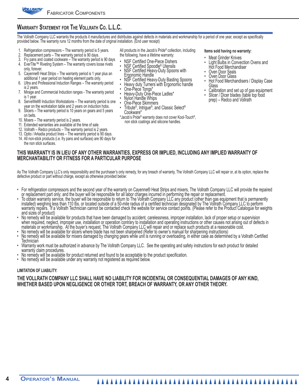 L.l.c | Vollrath Bottom Mount Industry and Vollrath Wells User Manual | Page 4 / 6