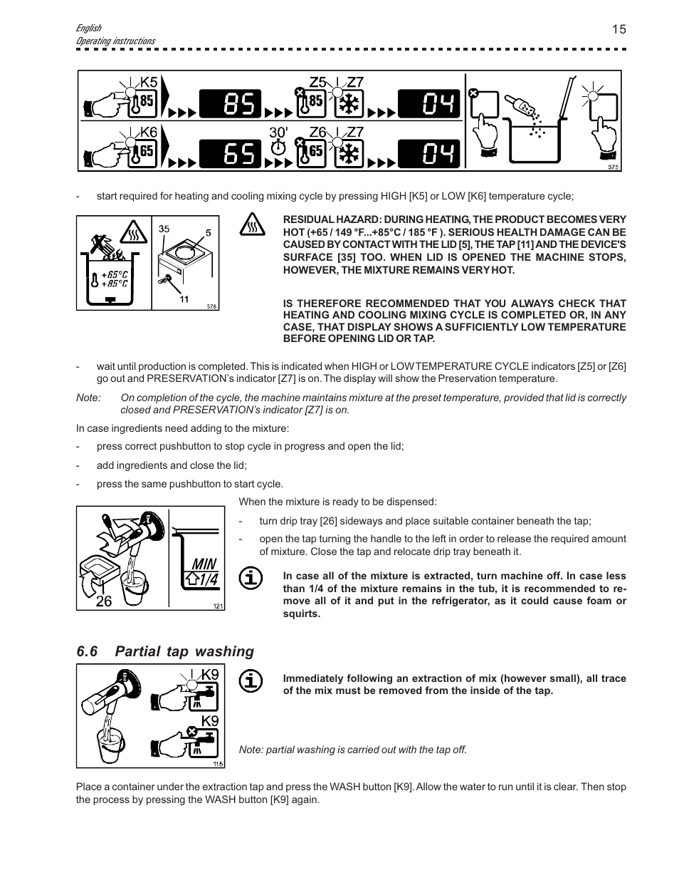 6 partial tap washing | Vollrath Mix30 User Manual | Page 15 / 24