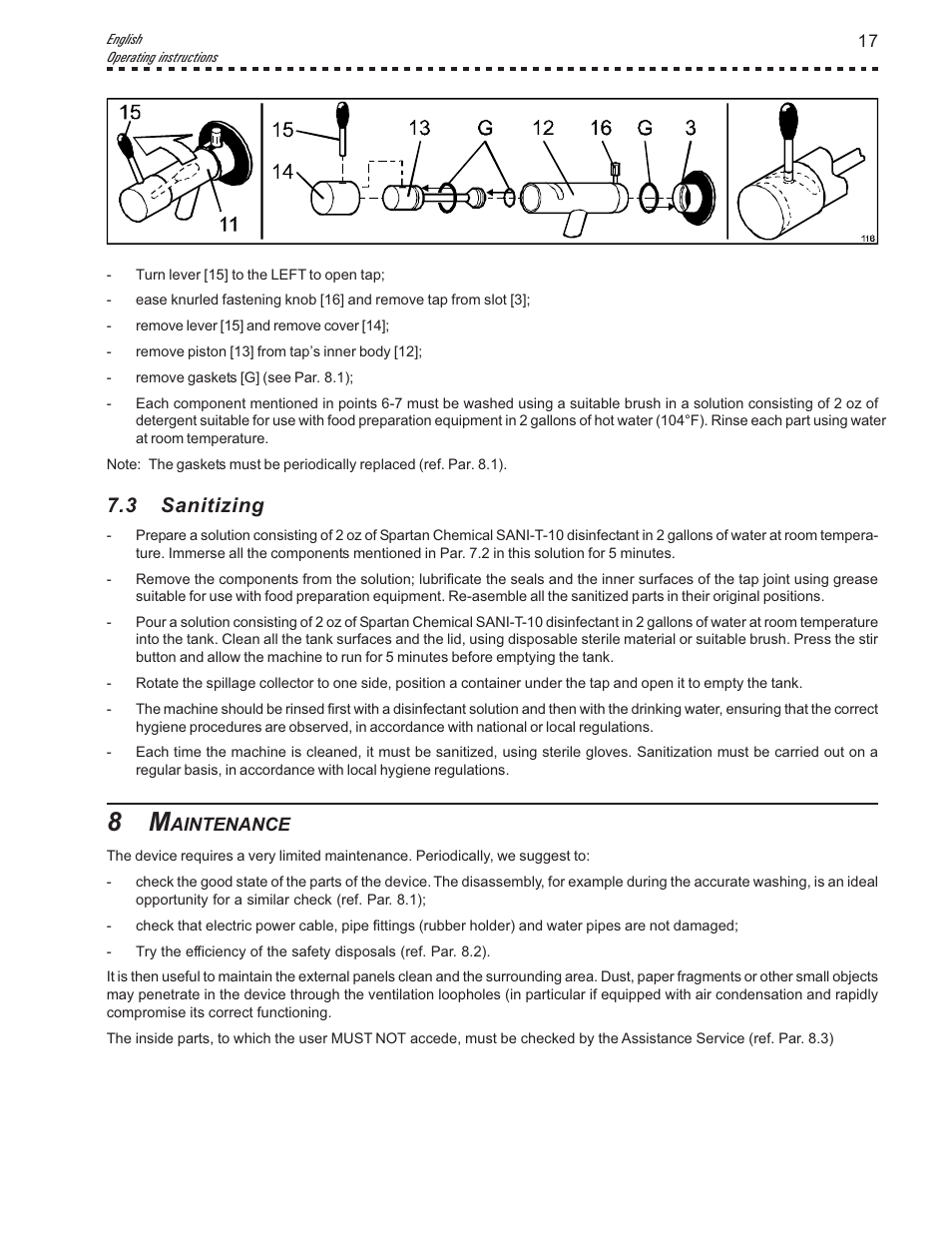 3 sanitizing | Vollrath Mix30 User Manual | Page 17 / 24