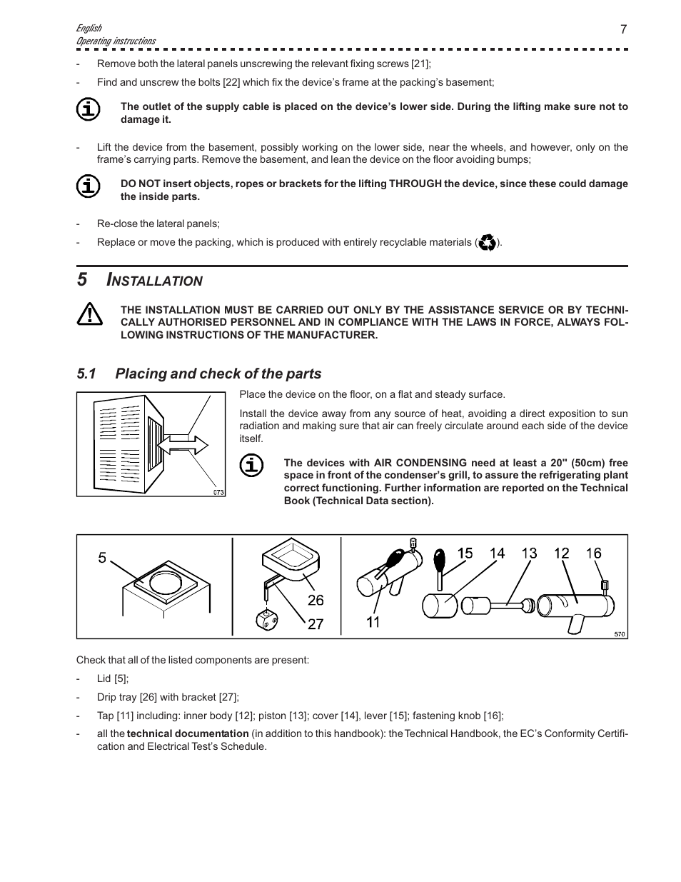 1 placing and check of the parts | Vollrath Mix30 User Manual | Page 7 / 24