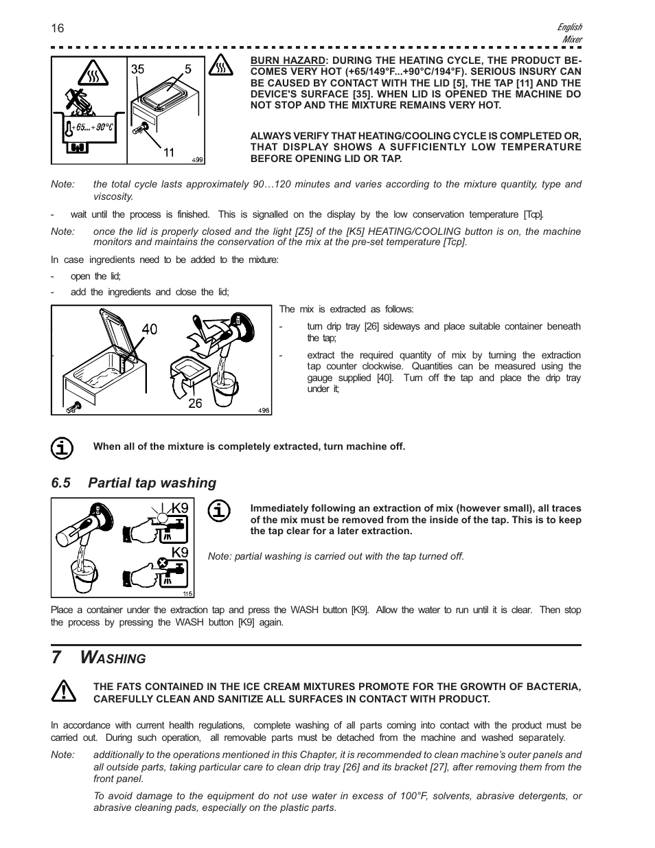 5 partial tap washing | Vollrath Mix60-Water Cooled User Manual | Page 16 / 24