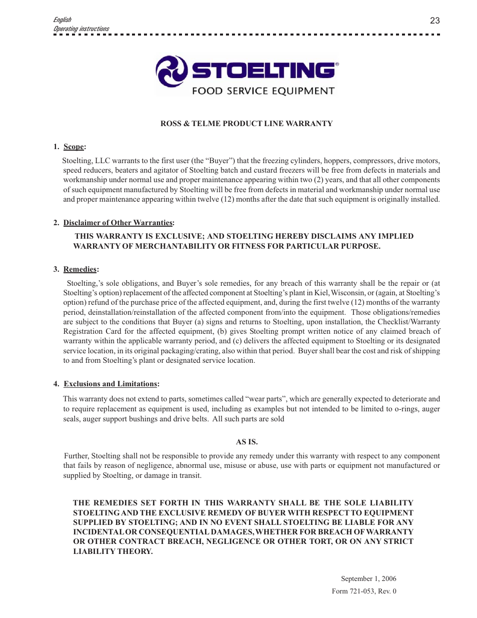 Vollrath Mix60-Water Cooled User Manual | Page 23 / 24