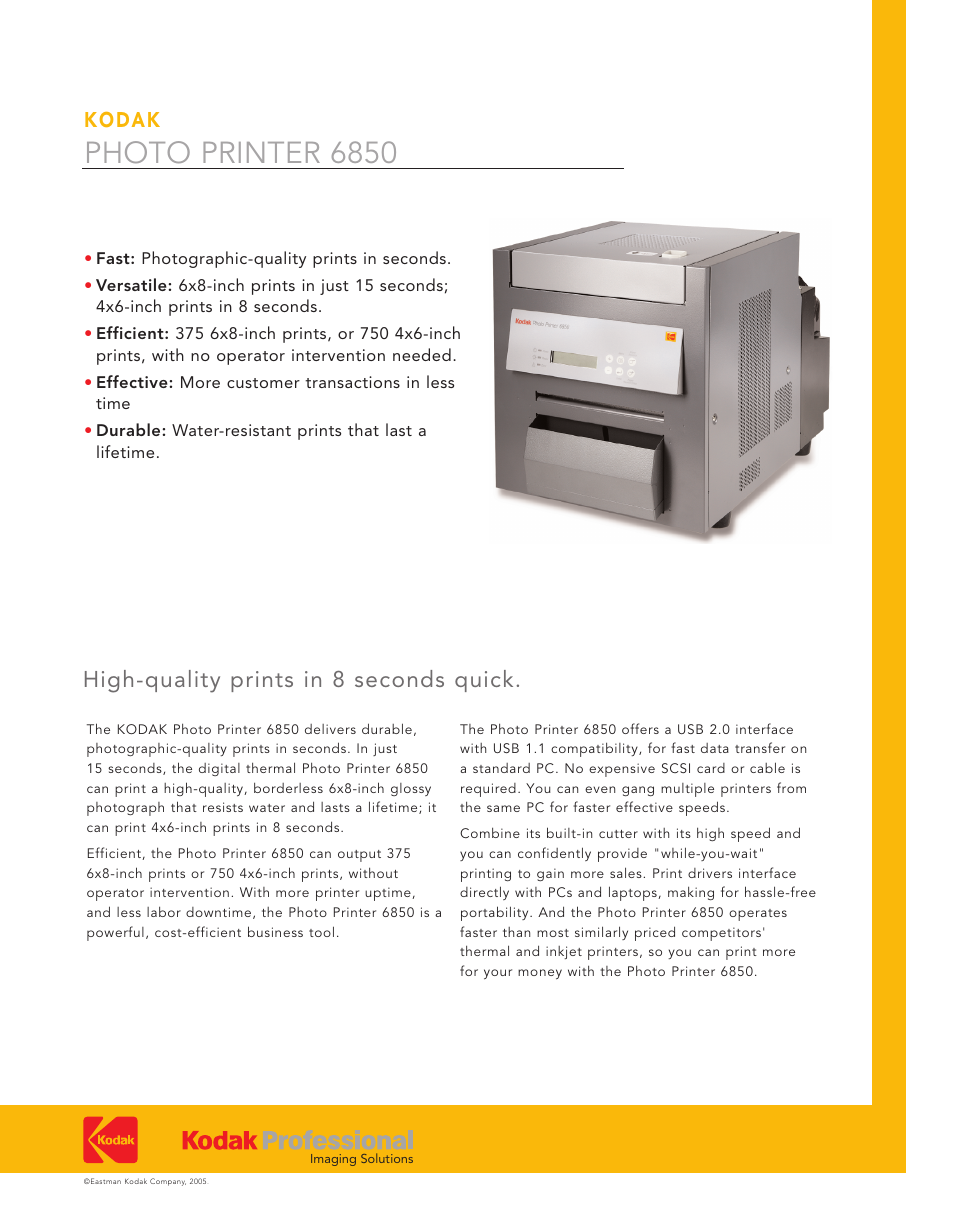 Kodak 6850 User Manual | 2 pages