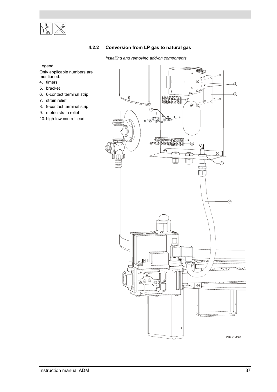 Conversion from lp gas to natural gas | A.O. Smith ADM - 80 User Manual | Page 37 / 74