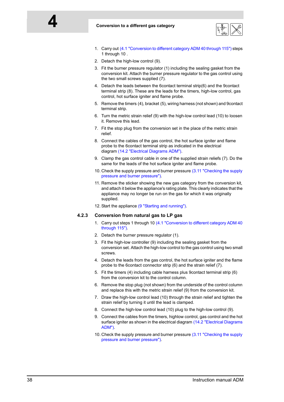 Conversion from natural gas to lp gas | A.O. Smith ADM - 80 User Manual | Page 38 / 74