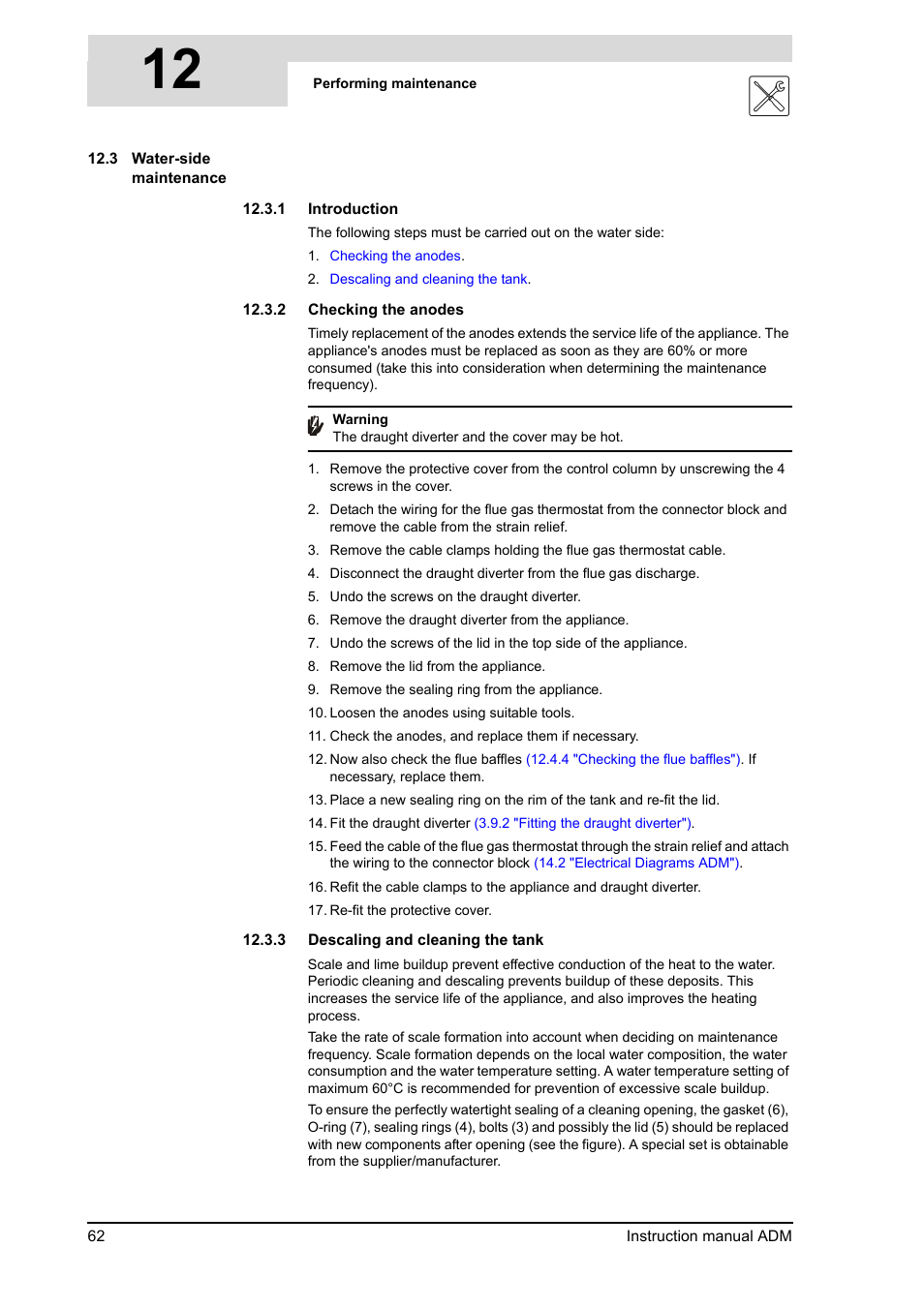 Water-side maintenance, 12 s | A.O. Smith ADM - 80 User Manual | Page 62 / 74