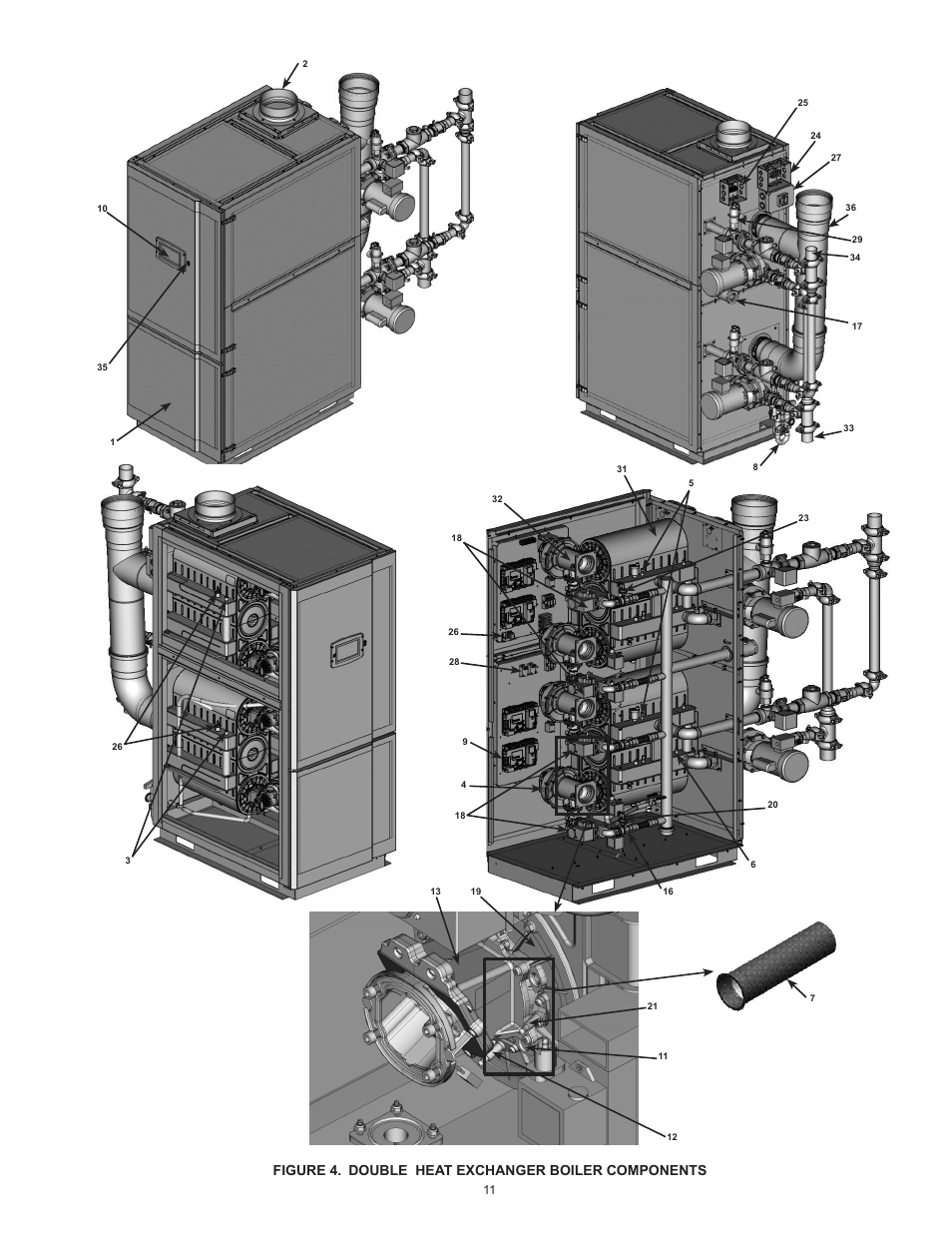 Figure 4. double heat exchanger boiler components | A.O. Smith 3400 User Manual | Page 11 / 80