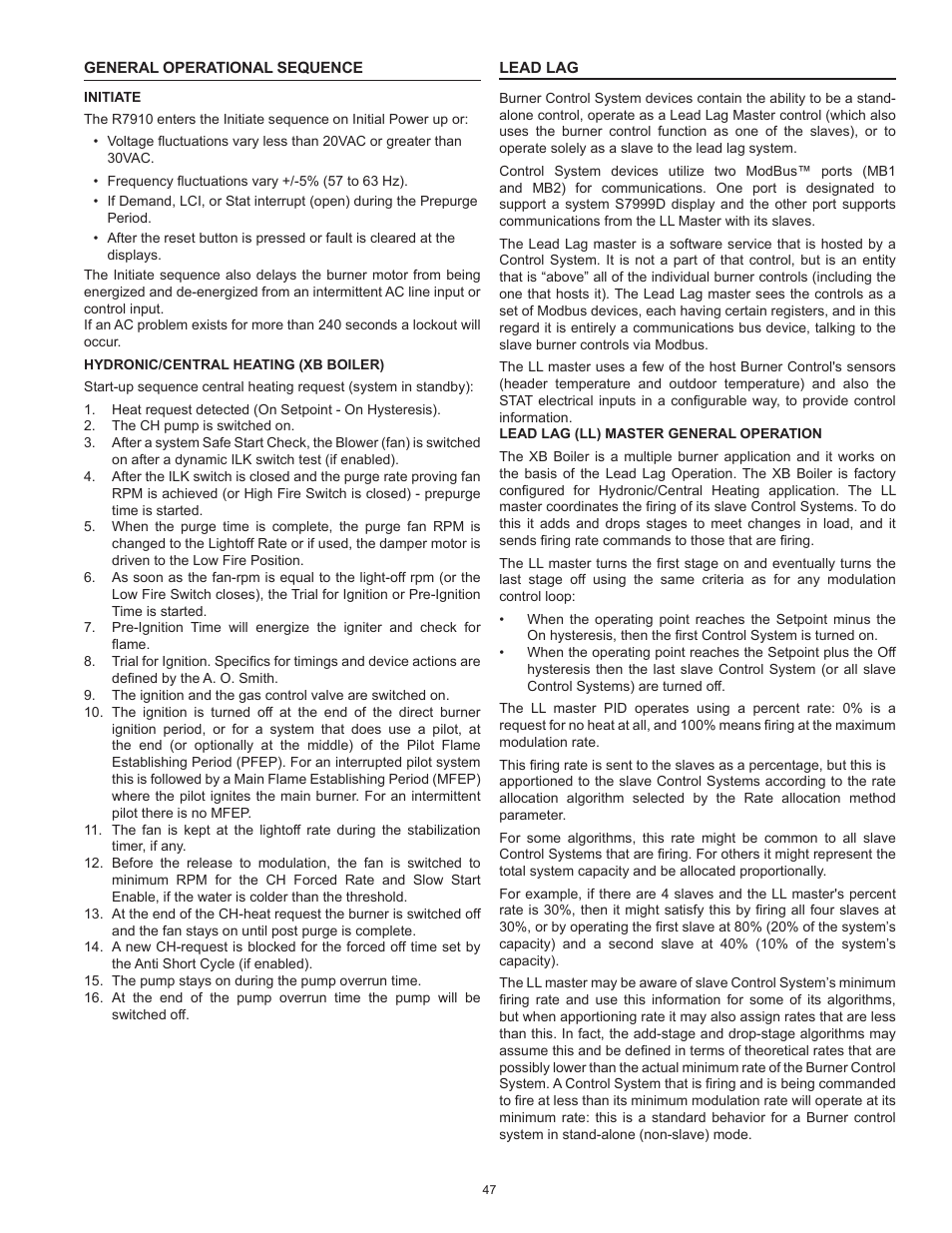 General operational sequence | A.O. Smith 3400 User Manual | Page 47 / 80