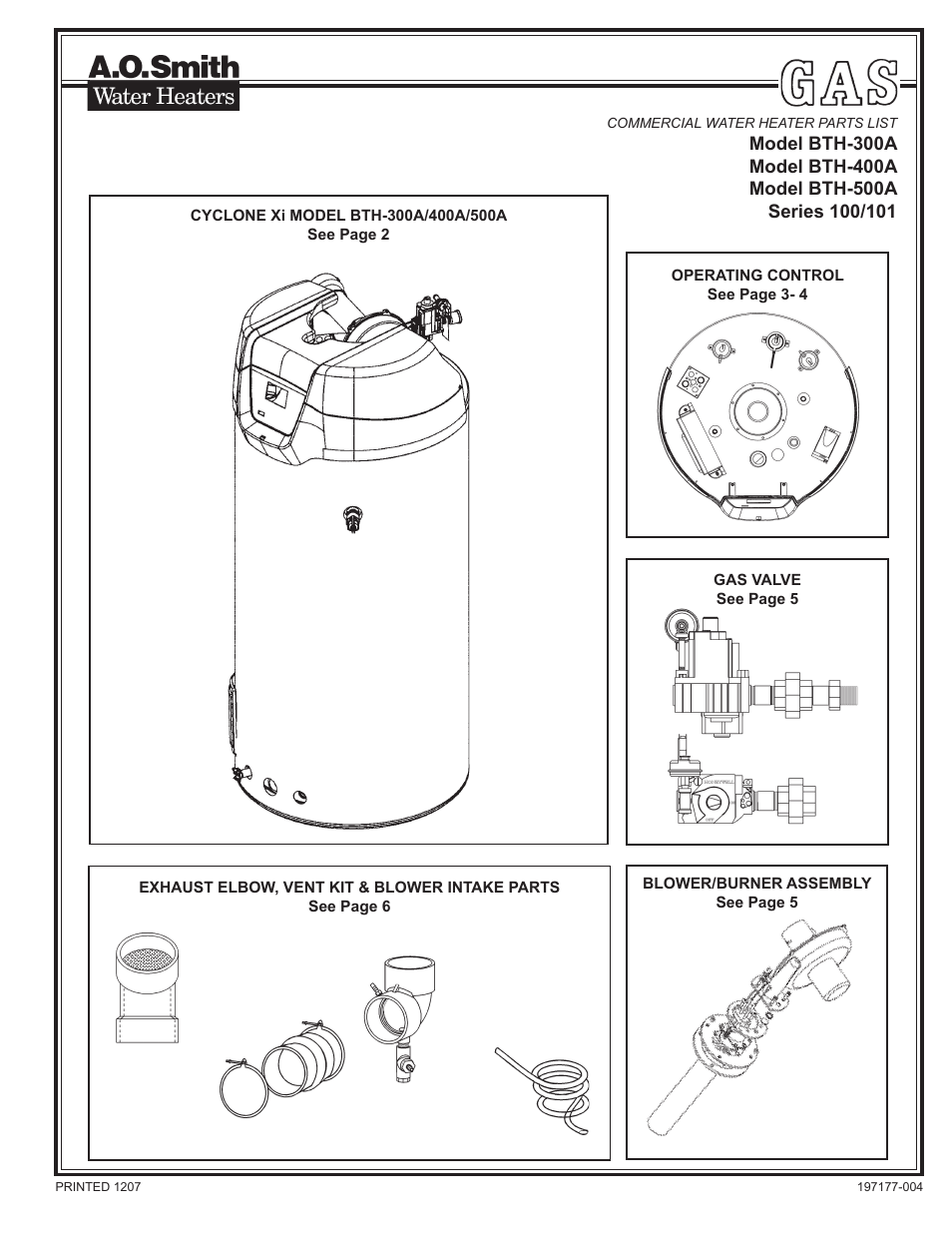 A.O. Smith BTH-500A User Manual | 8 pages