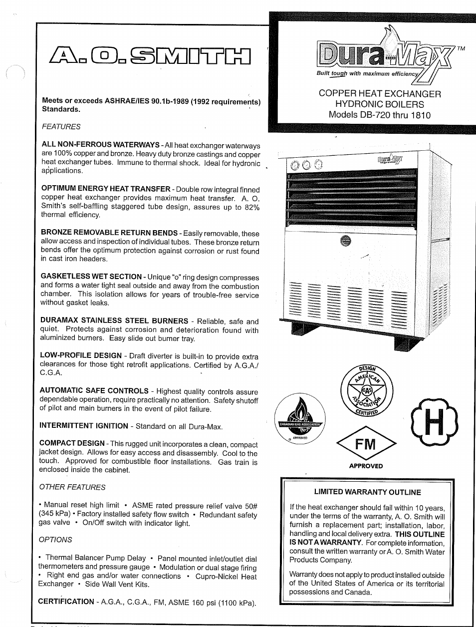 A.O. Smith DB-720 thru 1810 User Manual | 4 pages