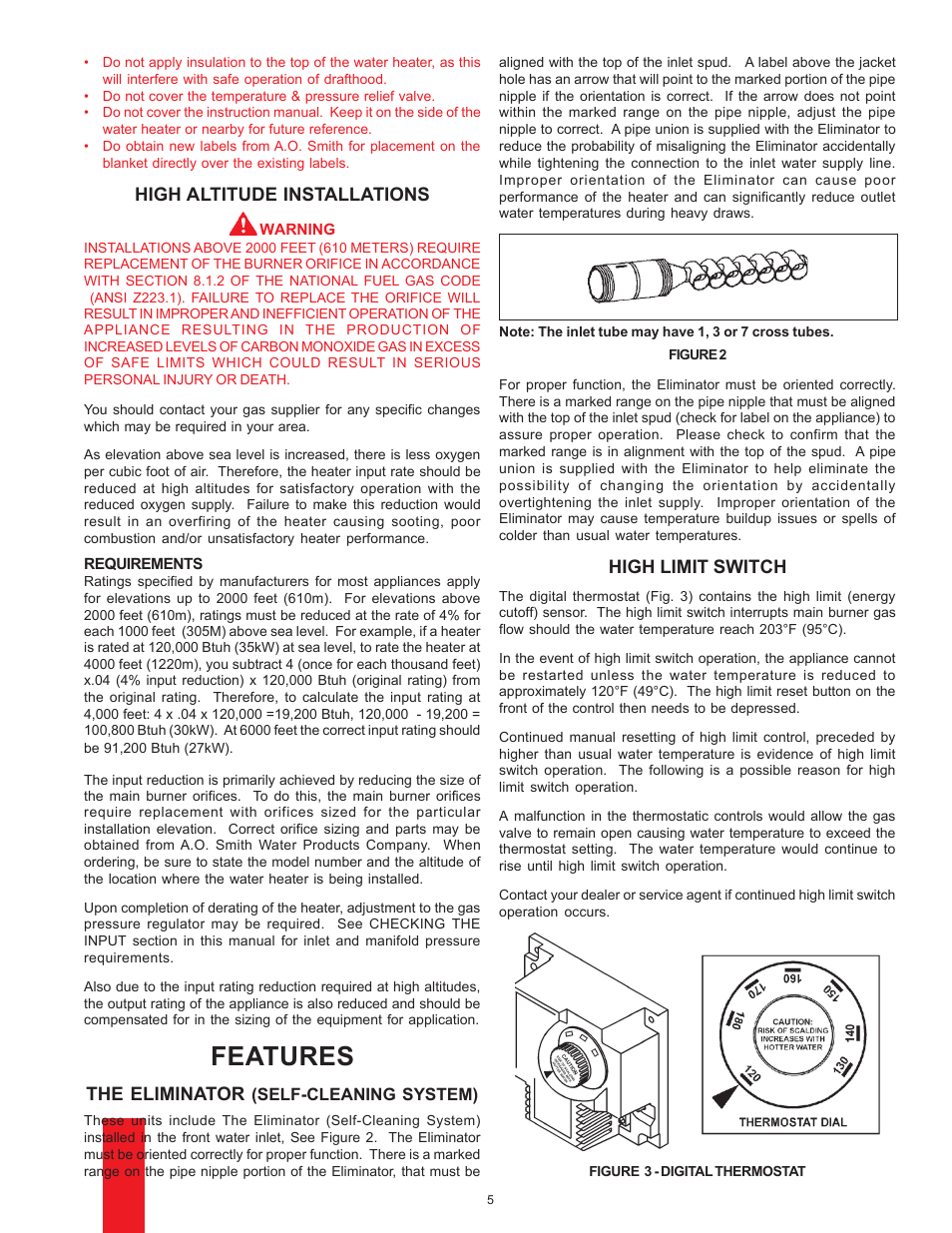Features | A.O. Smith BTI 120 User Manual | Page 5 / 32