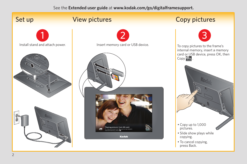 Set up view pictures copy pictures | Kodak P86 User Manual | Page 2 / 10