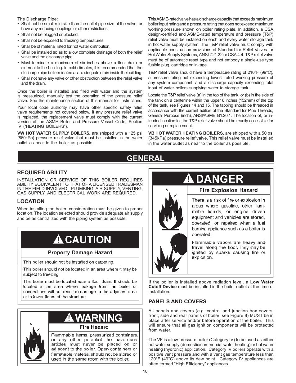 General, Required ability, Location | Panels and covers | A.O. Smith VB/VW- 1000 User Manual | Page 10 / 52