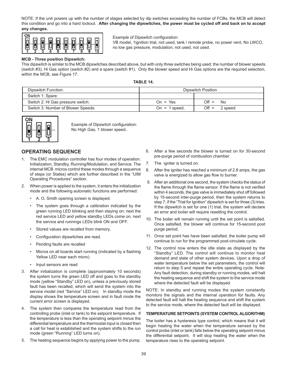 Operating sequence | A.O. Smith VB/VW- 1000 User Manual | Page 39 / 52