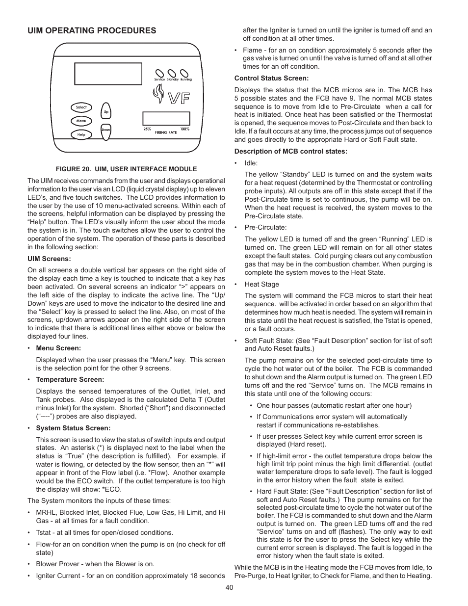 Uim operating procedures | A.O. Smith VB/VW- 1000 User Manual | Page 40 / 52
