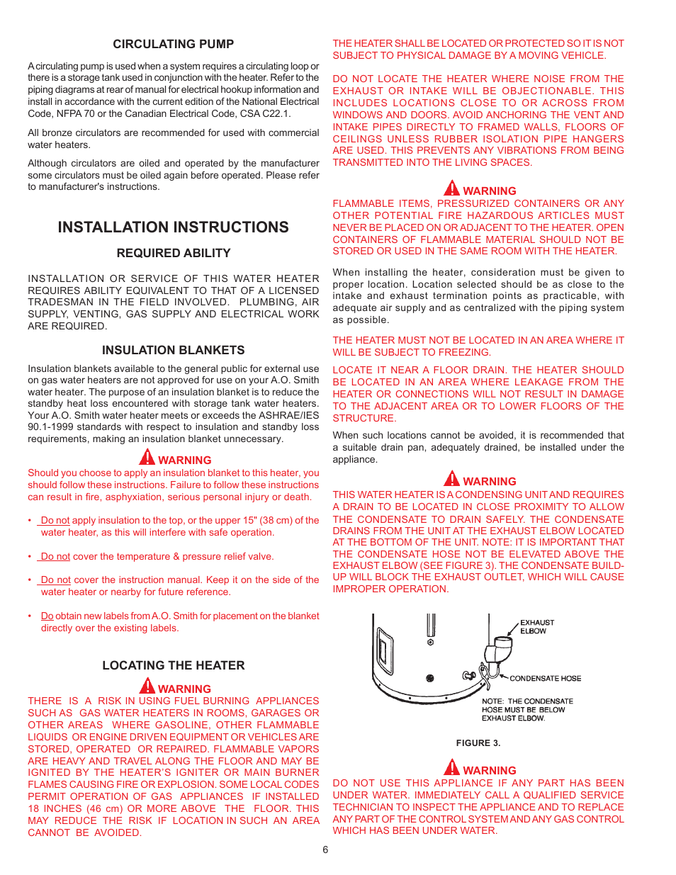 Installation instructions | A.O. Smith 400A User Manual | Page 6 / 40