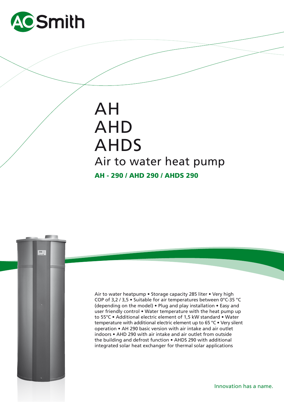 A.O. Smith AHD 290 User Manual | 4 pages
