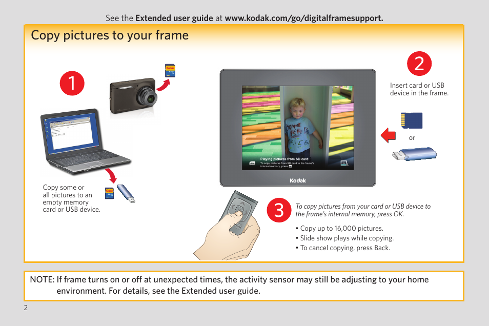 Copy pictures to your frame | Kodak P850 User Manual | Page 2 / 10