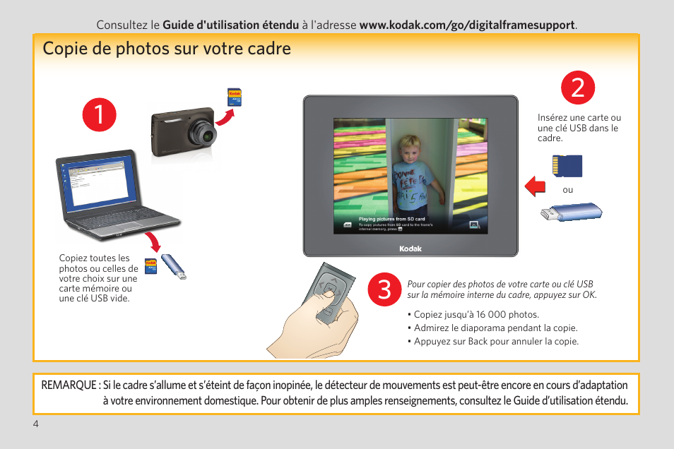 Copie de photos sur votre cadre | Kodak P850 User Manual | Page 4 / 10