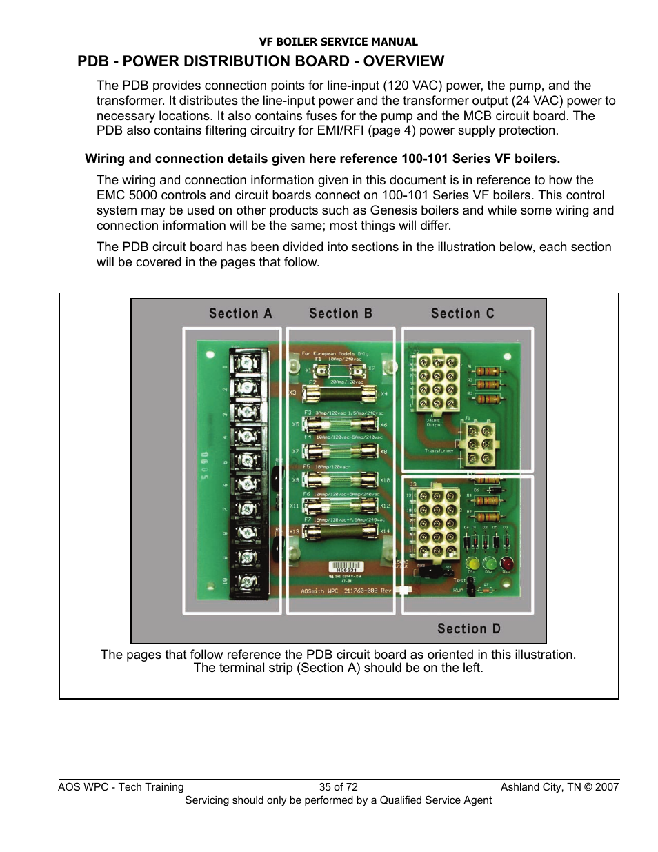 Pdb - power distribution board - overview | A.O. Smith TC-099 User Manual | Page 36 / 74