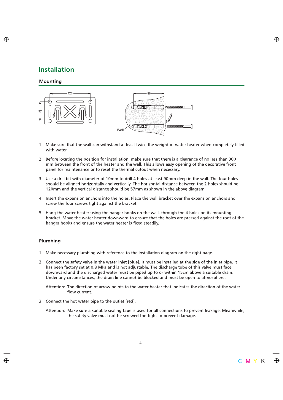 Installation, Mounting, Plumbing | A.O. Smith 10 User Manual | Page 6 / 11