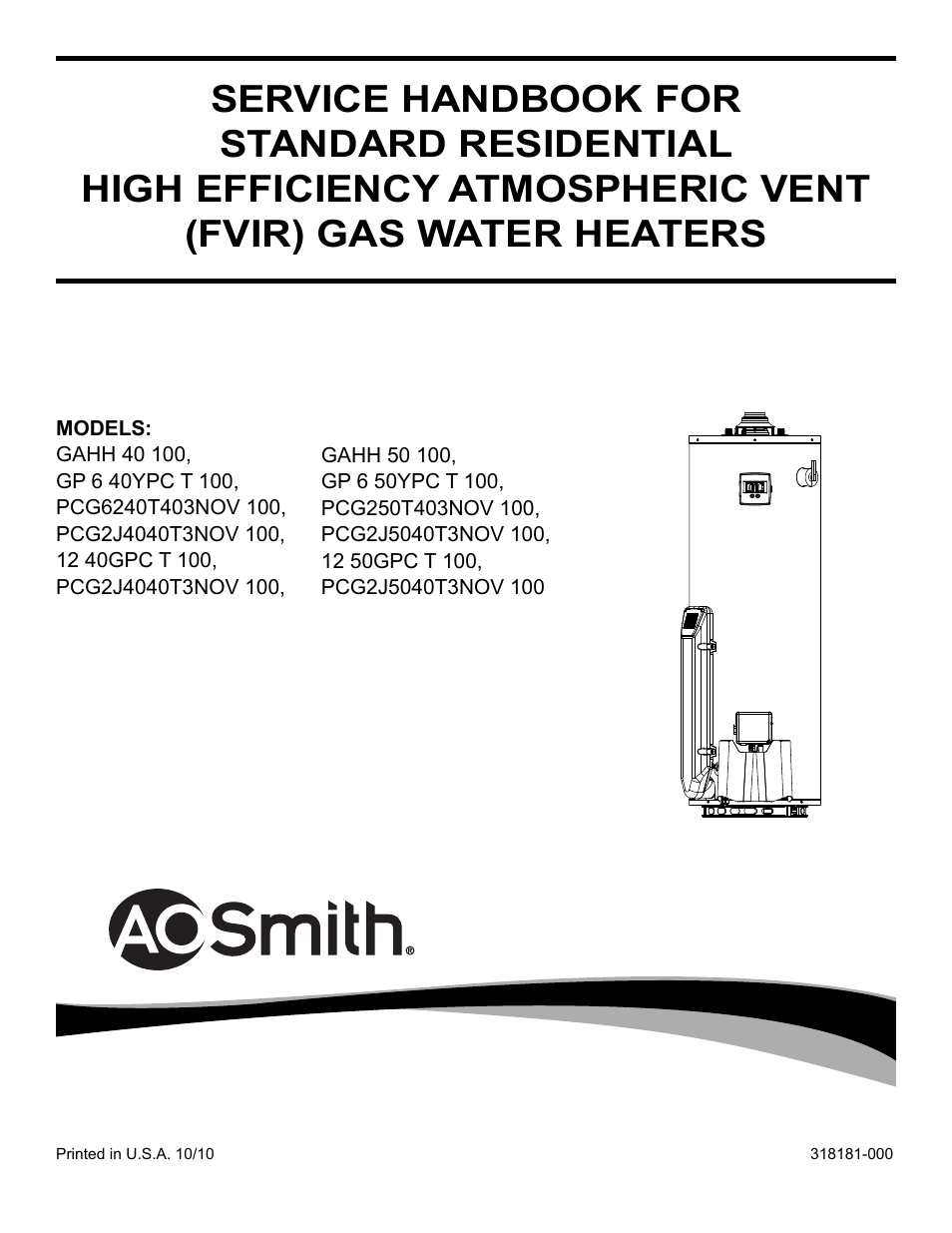 A.O. Smith 12 40GPC T 100 User Manual | 56 pages