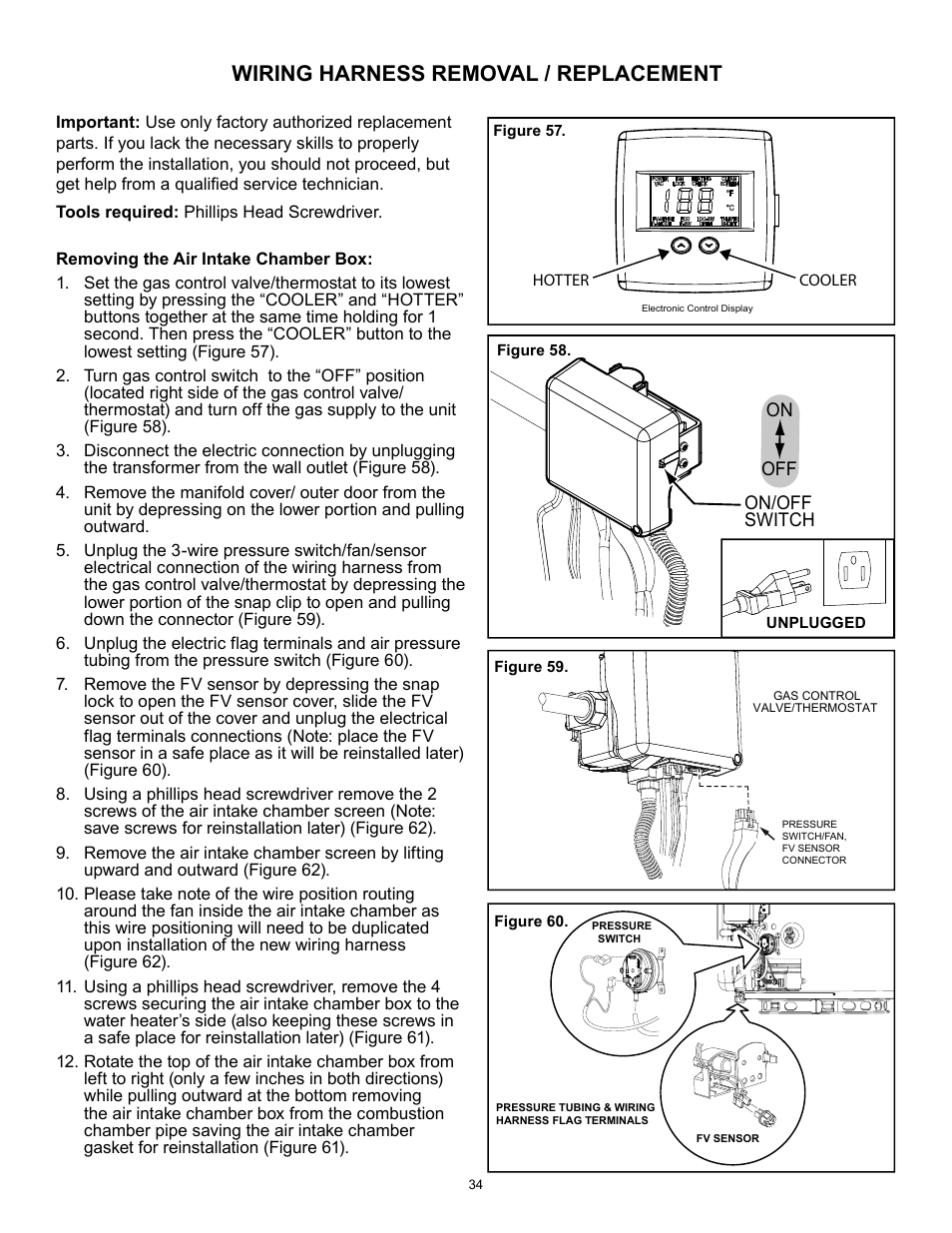 Wiring harness removal / replacement | A.O. Smith 12 40GPC T 100 User Manual | Page 34 / 56