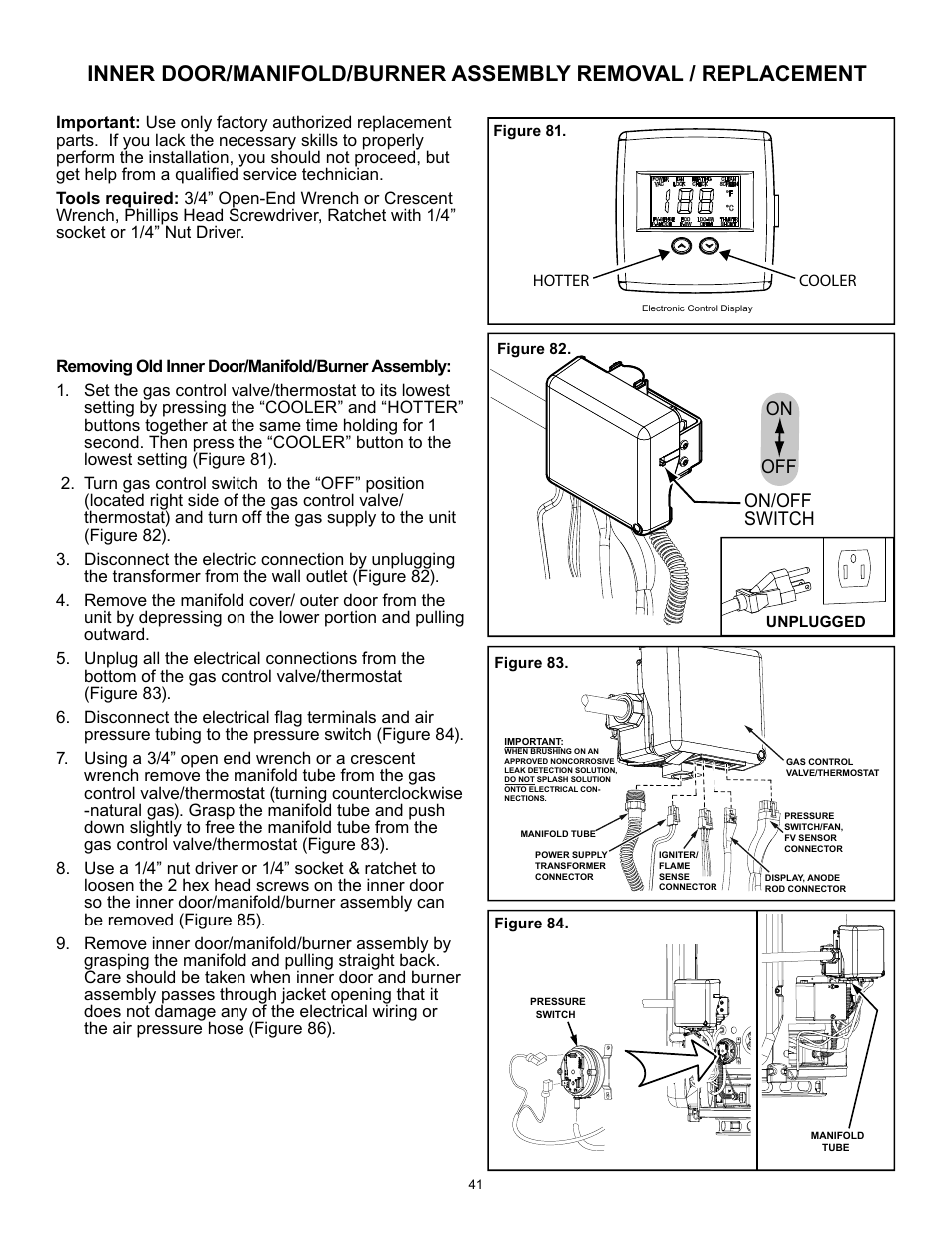 On/off switch on off | A.O. Smith 12 40GPC T 100 User Manual | Page 41 / 56