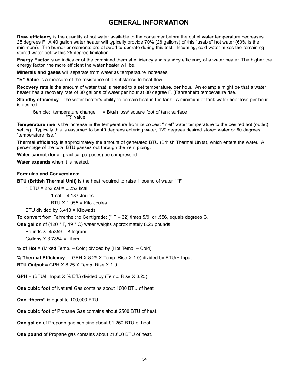 General information | A.O. Smith 12 40GPC T 100 User Manual | Page 54 / 56