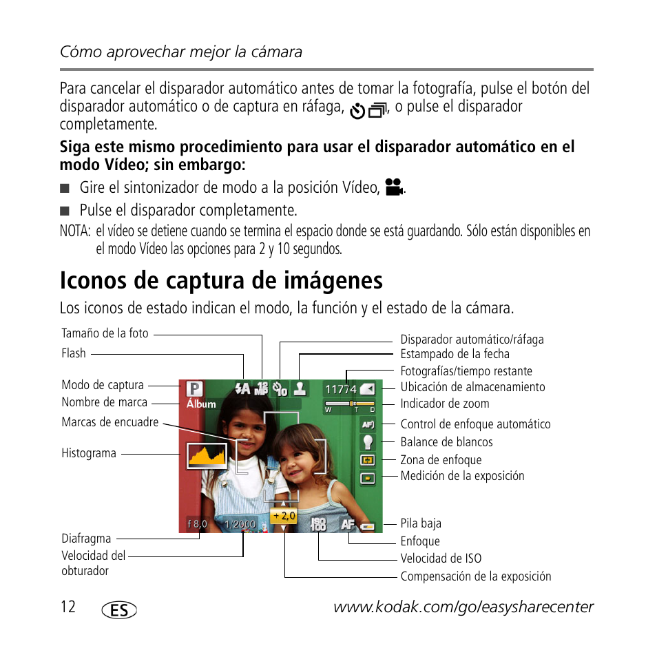 Iconos de captura de imágenes | Kodak Z1085 IS User Manual | Page 12 / 30