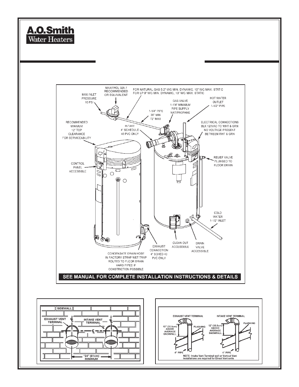 A.O. Smith BTH 300 User Manual | 1 page