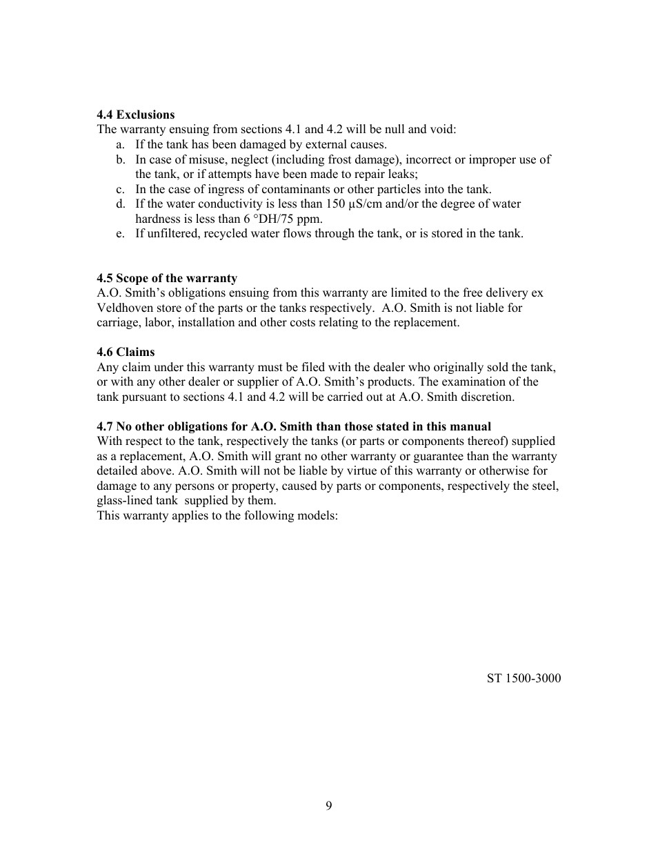 A.O. Smith ST 3000 User Manual | Page 9 / 12