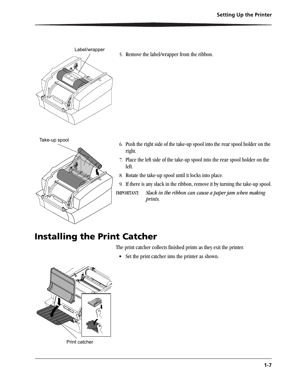 Installing the print catcher, Installing the print catcher -7 | Kodak 9810 User Manual | Page 11 / 52