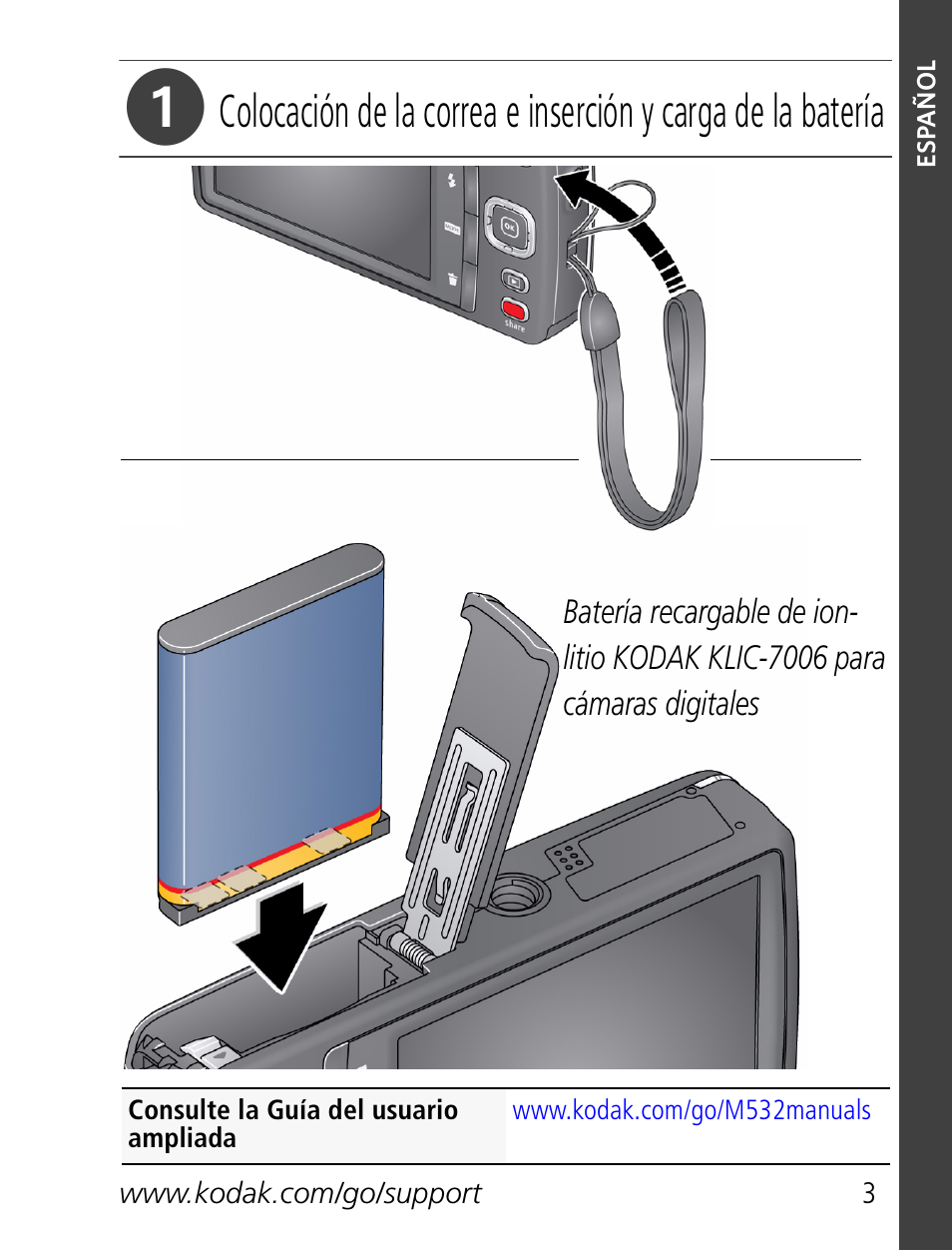 Cómo comenzar | Kodak M532 User Manual | Page 3 / 28