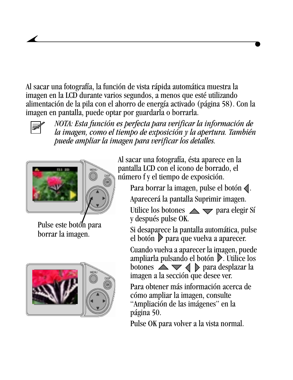 Visualización y borrado de la última imagen | Kodak DC4800 User Manual | Page 39 / 136