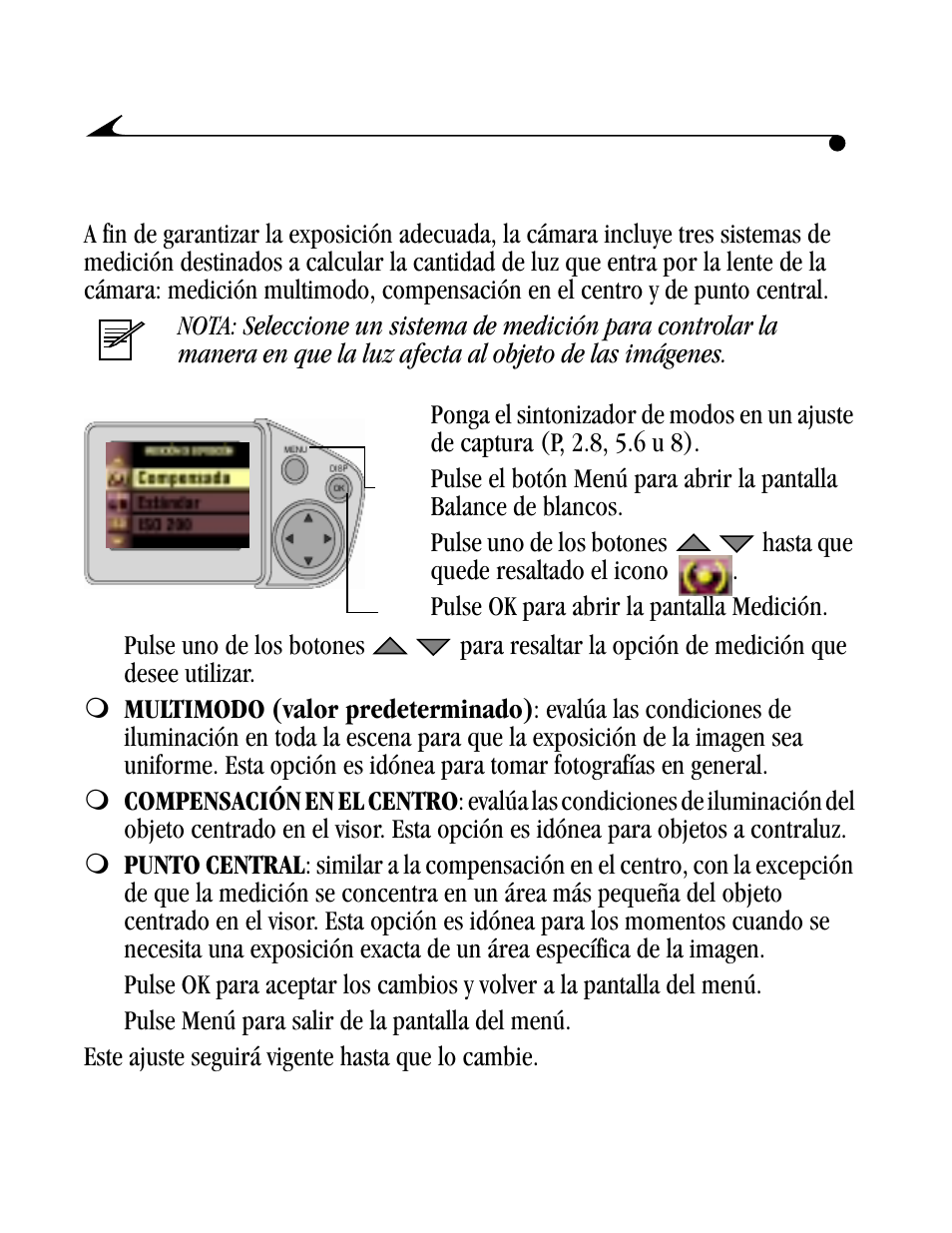 Selección de la medición de la exposición | Kodak DC4800 User Manual | Page 55 / 136