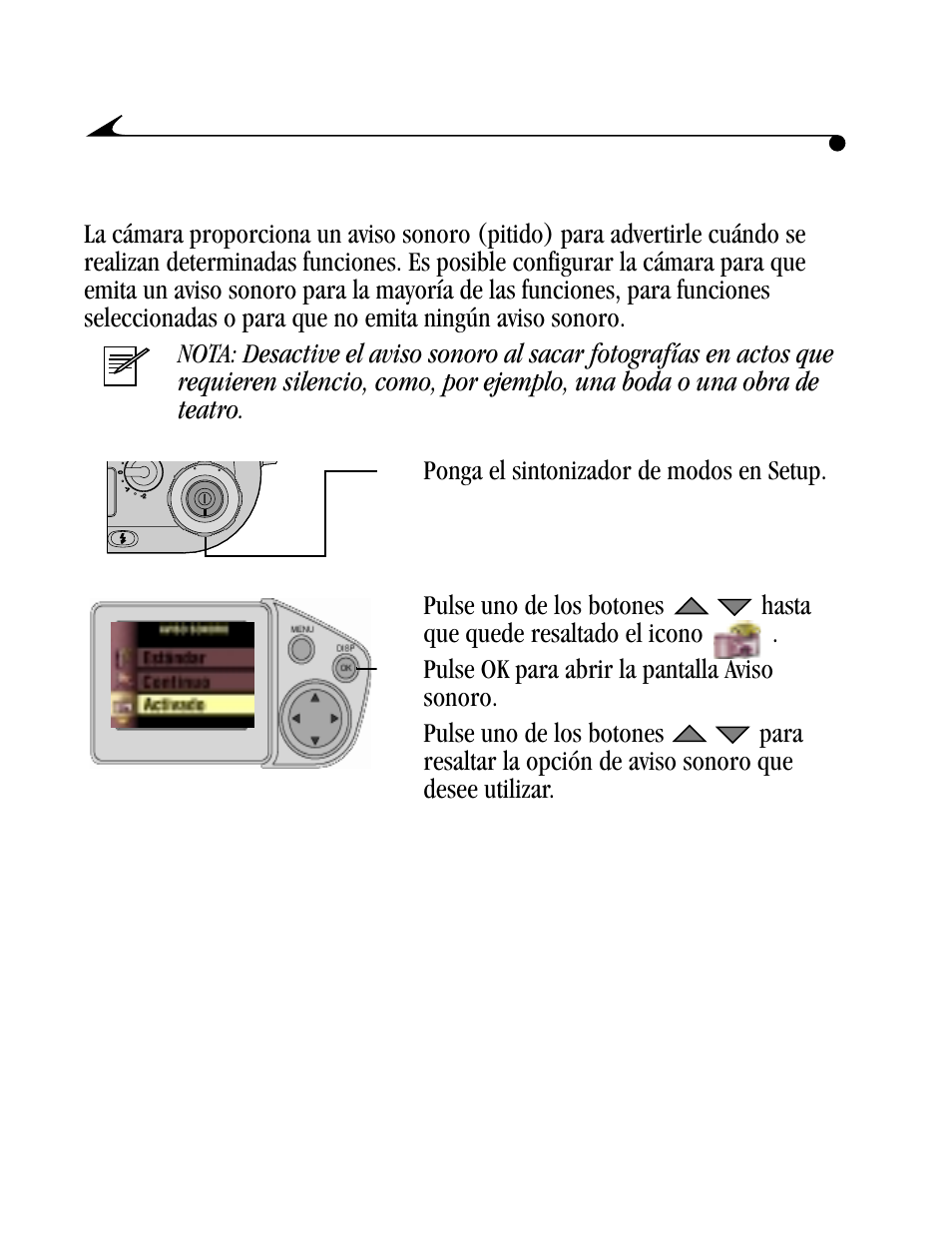 Ajuste del aviso sonoro | Kodak DC4800 User Manual | Page 75 / 136