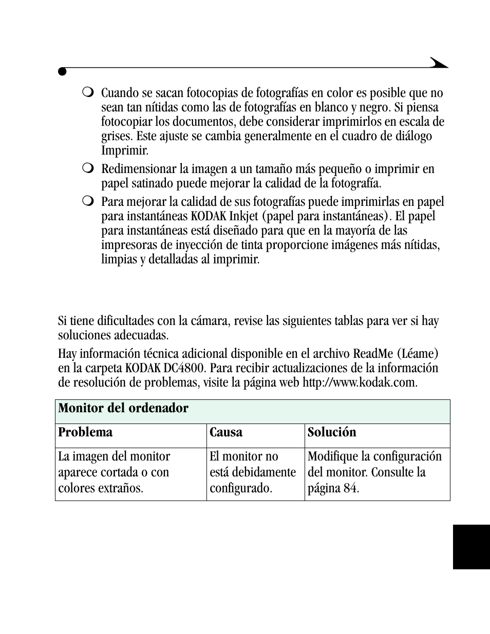 Resolución de problemas | Kodak DC4800 User Manual | Page 98 / 136