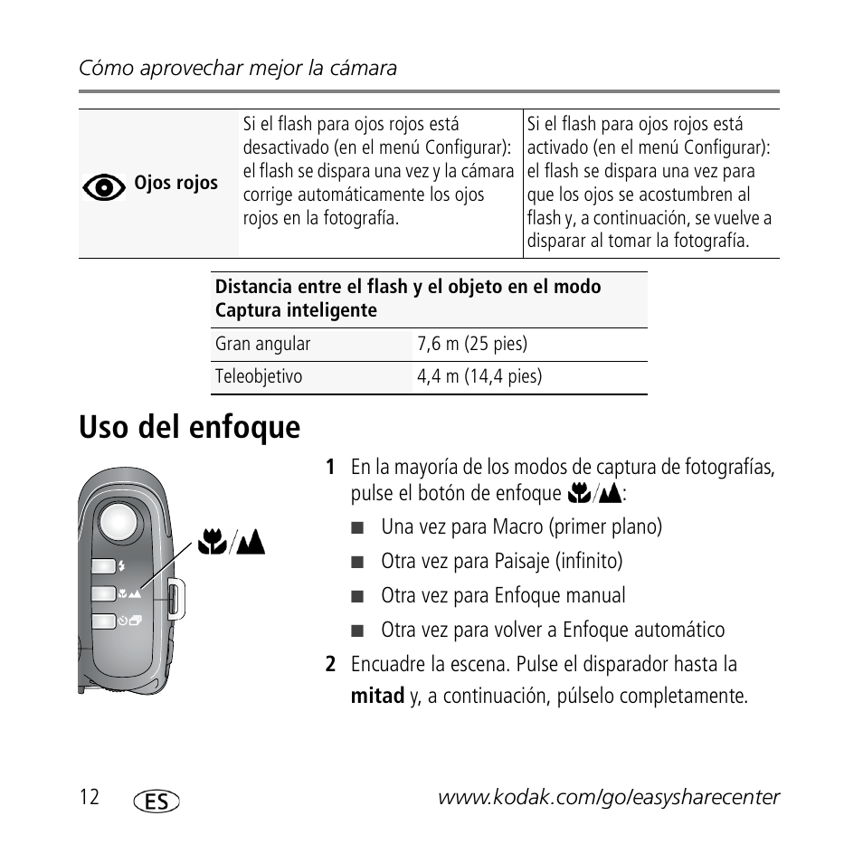 Uso del enfoque | Kodak Z1012 IS User Manual | Page 12 / 30
