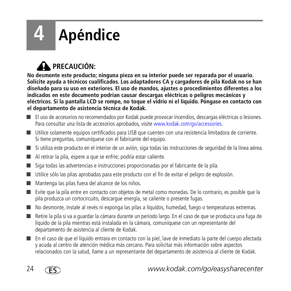 Apéndice | Kodak M1093 IS User Manual | Page 24 / 29