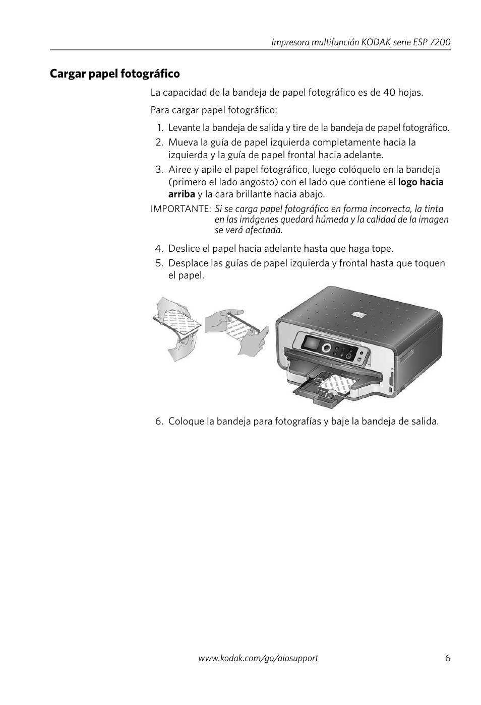 Cargar papel fotográfico | Kodak ESP 7250 User Manual | Page 9 / 20