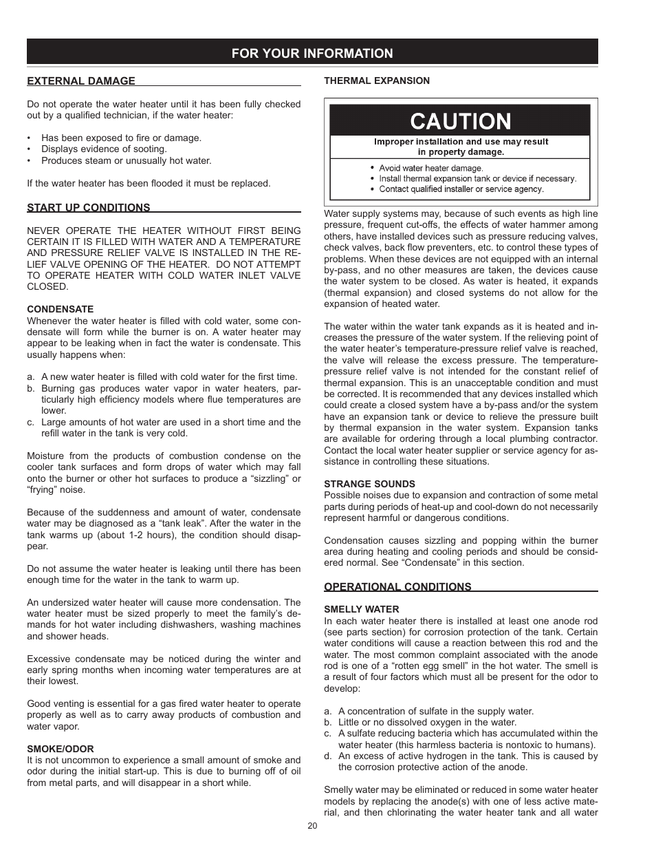 For your information | A.O. Smith 186589-004 User Manual | Page 20 / 31