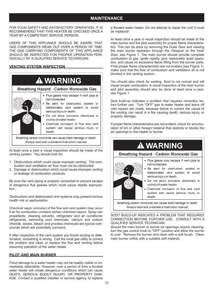 Maintenance | A.O. Smith 186589-004 User Manual | Page 22 / 31