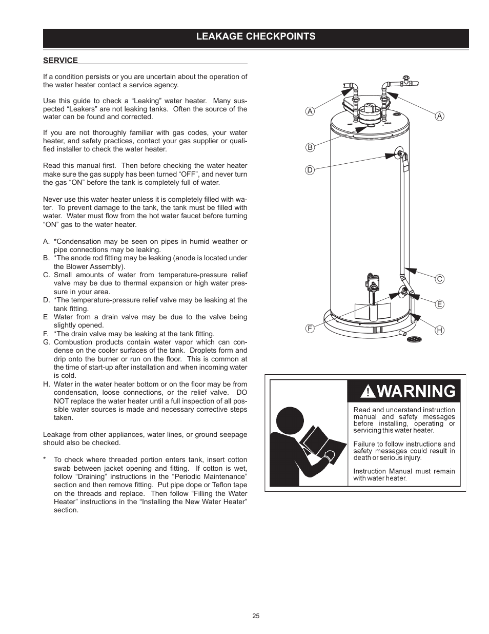 Leakage checkpoints | A.O. Smith 186589-004 User Manual | Page 25 / 31