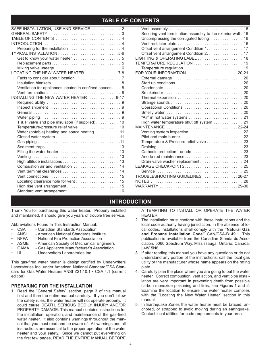 Table of contents introduction | A.O. Smith 186589-004 User Manual | Page 4 / 31