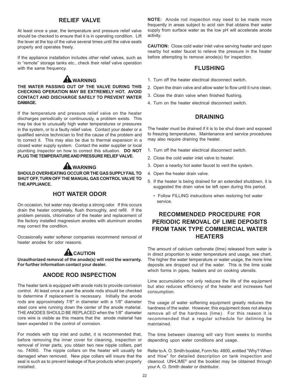 A.O. Smith BTR 151 THRU 201/A User Manual | Page 22 / 28