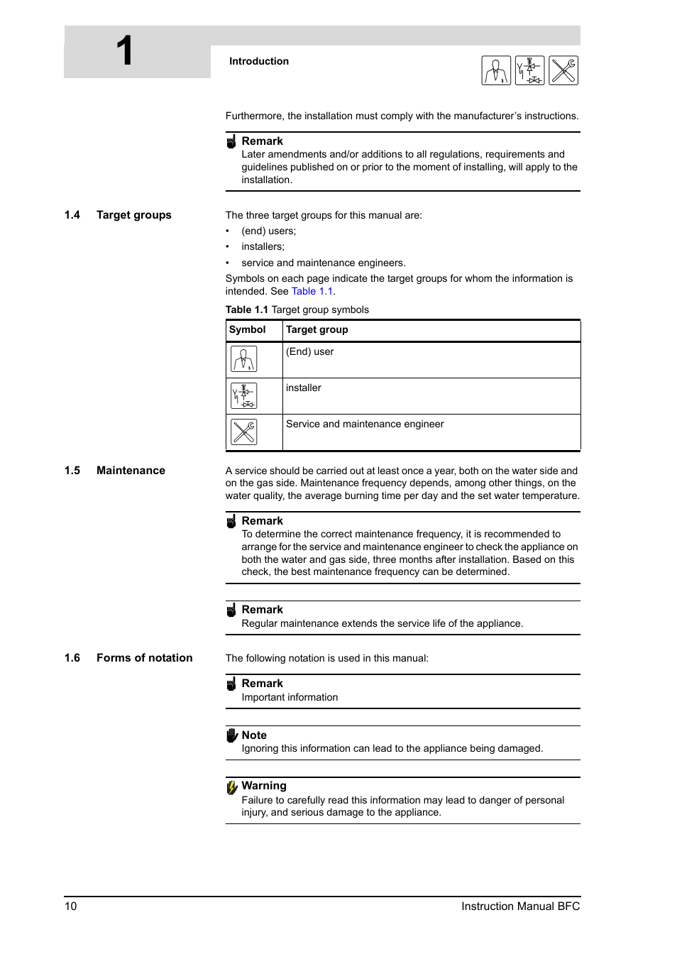 4 target groups, 5 maintenance, 6 forms of notation | Target groups, Maintenance, Forms of notation, 1gis | A.O. Smith BFC - 28 User Manual | Page 10 / 96