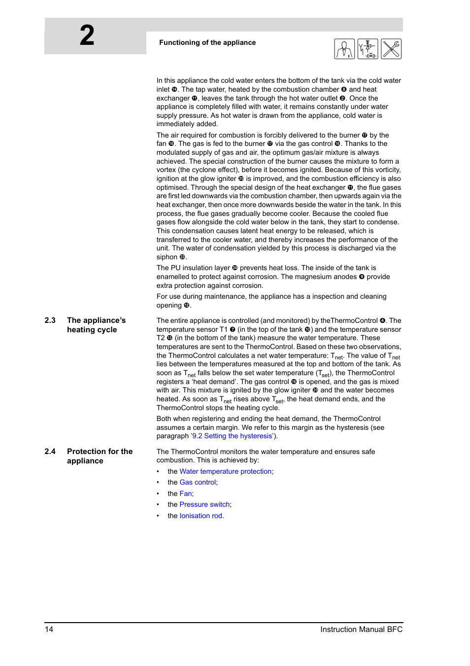 3 the appliance’s heating cycle, 4 protection for the appliance, The appliance’s heating cycle | Protection for the appliance, 2gis | A.O. Smith BFC - 28 User Manual | Page 14 / 96